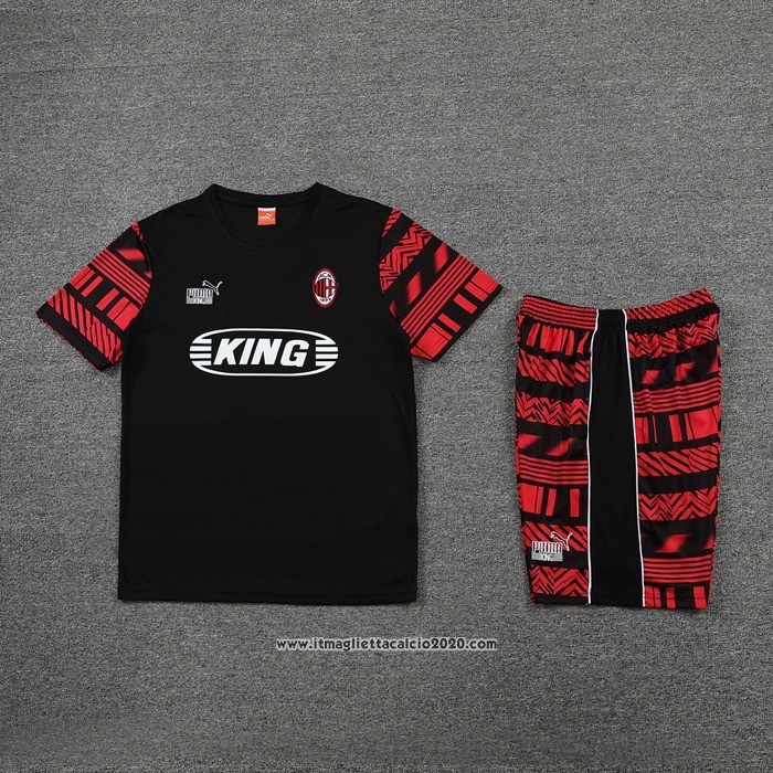 Tuta da Track Milan Manica Corta 2022 2023 Nero - Pantalon Corto